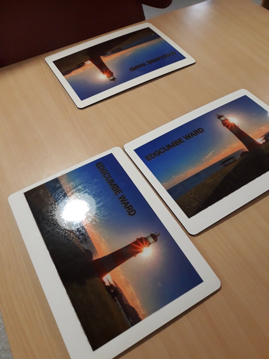 Personalised Edgcumbe placemats, purchased with money from fundraising. Looking lovely!