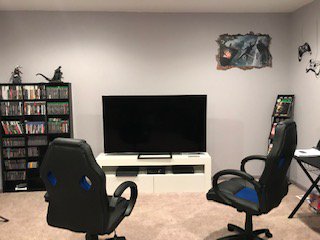 OldManGamer12's tweet photo. I wanted to share pictures of the game room that I built.  A healthy dose of retro mixed in with the new #gameroom #retro #gamers https://t.co/HhiBzrIAMG