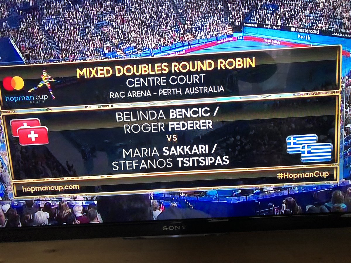 Great match and unbelievable experience for the Greek kids @StefTsitsipas <a href="/mariasakkari/">Maria Sakkari</a> to be on the same court as the #king of #tennis <a href="/rogerfederer/">Roger Federer</a> &amp; <a href="/BelindaBencic/">Belinda Bencic</a> #lifegoals #dreams #goat #perth #proud #greeks #HopmanCup2019 @Eurosport_UK 🎾🎾🎾🎾🎾
