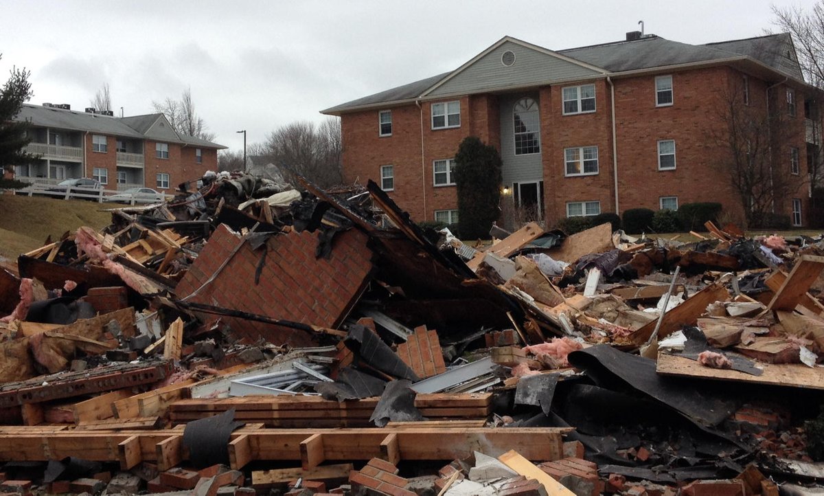 At 4 Winds Apts, Thursday's dawn finds building 15 in a heap of small pieces following New Years fatal crash &amp; fire