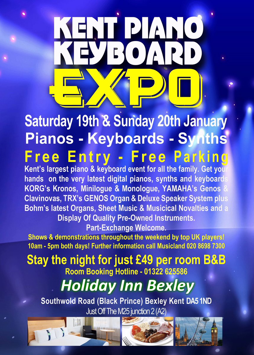 PianoKeybEXPO's tweet image. Here is a Flyer for you to share and we thank you in advance for doing so. 

19 - 20  #January 2019.
#Yamaha #Korg #Bohm #TRX #Bexley #Kent #Piano #Keyboard #Organ #MusicalGifts