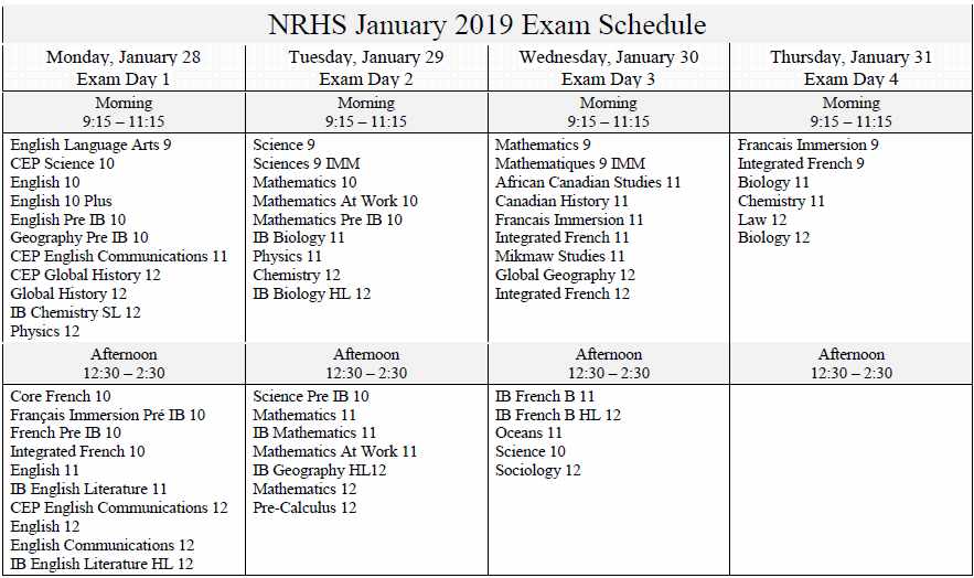 nrhsofficial's tweet photo. Please find our upcoming January 2019 Exam Schedule attached below. https://t.co/pWtvocMyBv