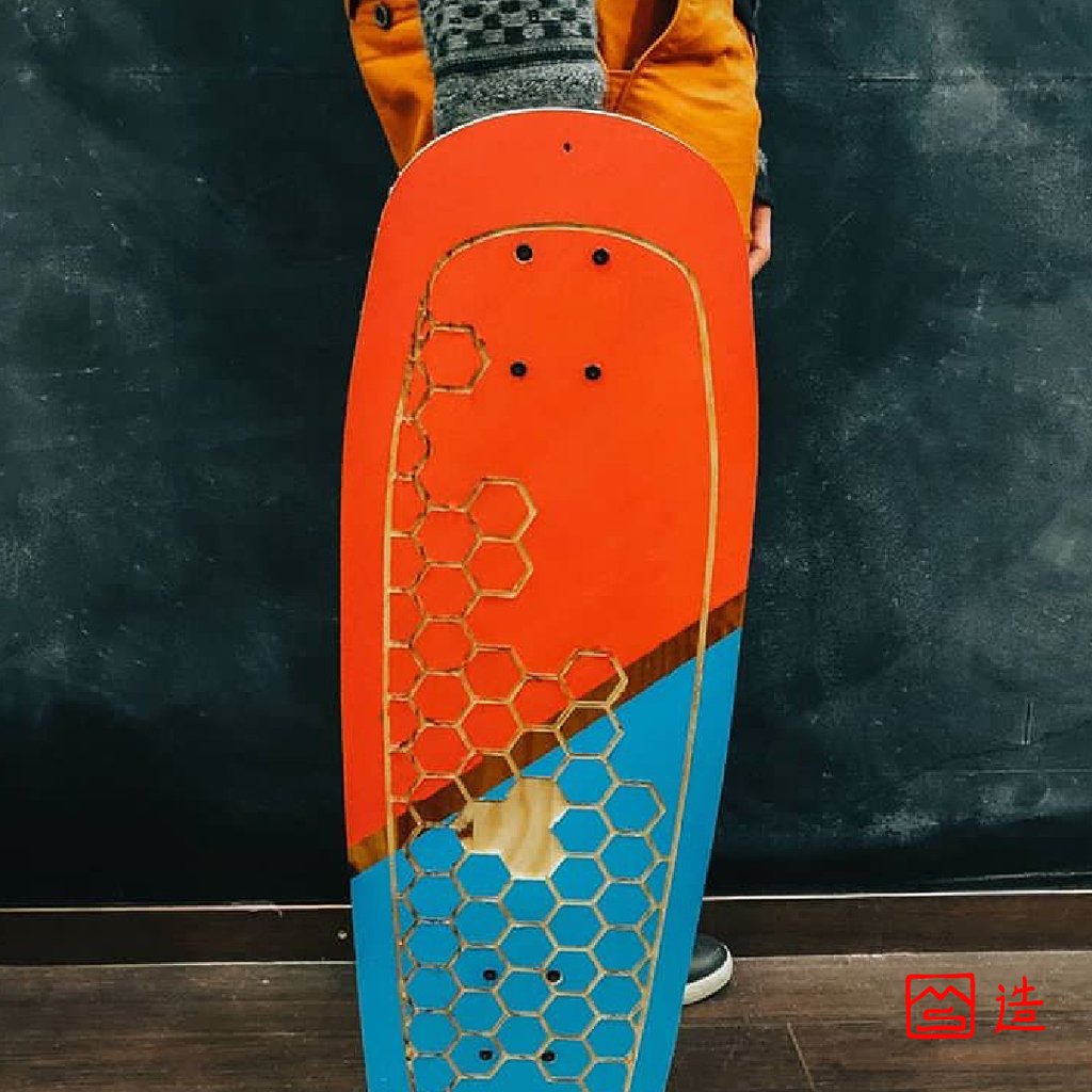 MSmthng's tweet photo. For #MSW18 Maker Island made a skateboard out of a wooden shelf that he found on the garbage. Therefore he pre-painted the wood and played with geometries carved with a CNC cutter from @inventables. And the result looks great! 😍
Did you start a project during #MakeSmthng Week? https://t.co/WLz0IbEOfD
