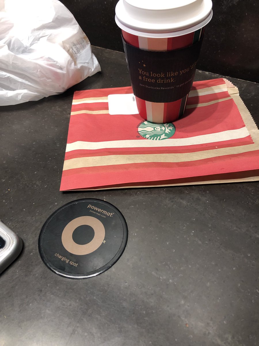 ArchTech20's tweet photo. Thank you @Starbucks for Charging spot. @powermat was a life saver for my iPhone charging. https://t.co/tmYhPzvIds