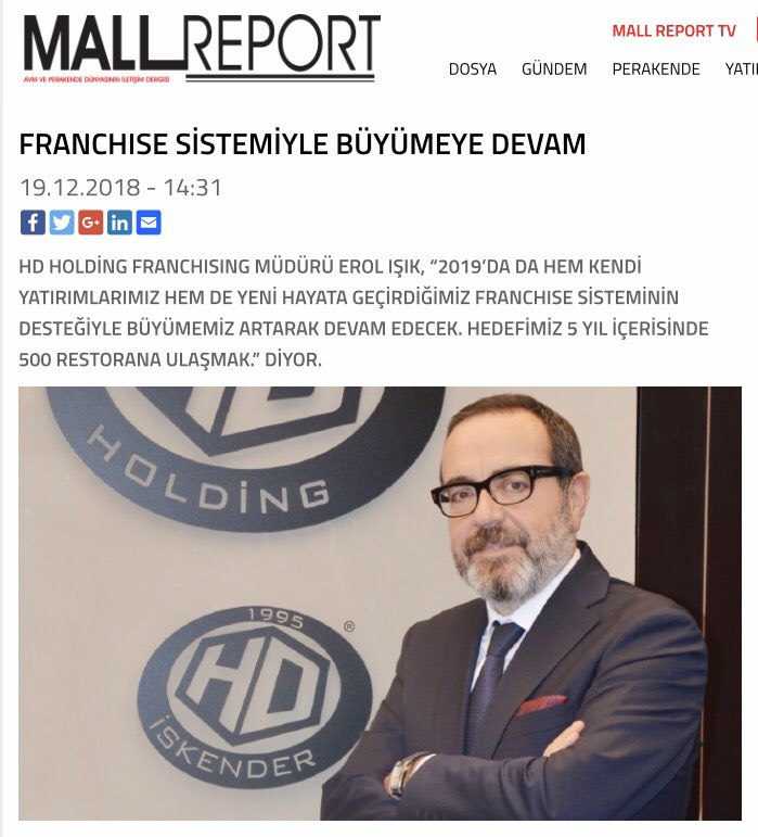 #LiderMarkalarlaSizdeKazanın #franchising #HdHoldingBüyüyor #Hdİskender #HdDöner #Pidem #Pideko  #%100ustaeli #iskender #döner #pide #uygunfiyat #kaliteliürün #kalitelihizmet #geleneksellezzet  mallreport.com.tr/gida/franchise…