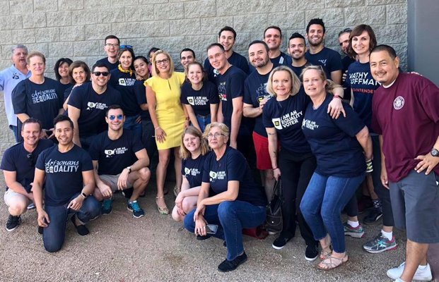 HRC volunteers and Kyrsten Sinema