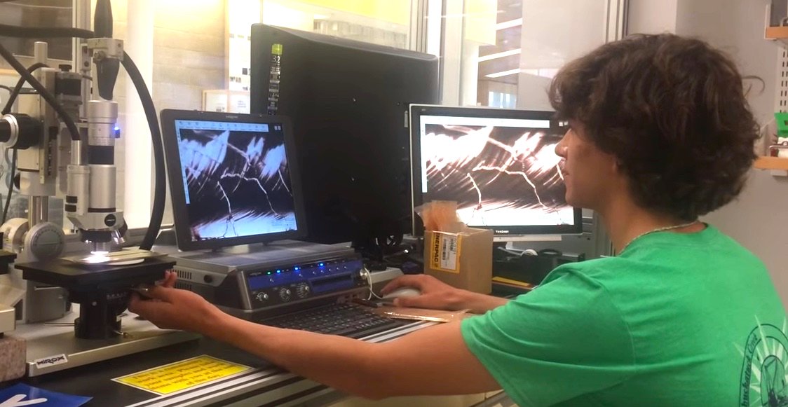 Undergraduate students get hands-on research at the national labs through DOE's SULI program, such as Matthew, seen here researching defects in SRF accelerator components.