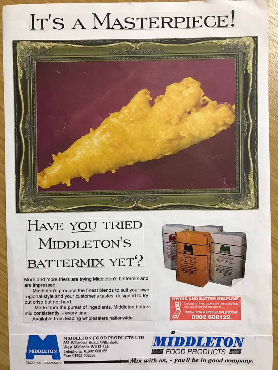 MiddletonFrying's tweet photo. ThrowbackThursday - A bit more retro Middleton advertising from back in the day...circa 1992, 1995 and 1996 #fishandchips #StillLooksGood #betterbatter #TBT https://t.co/PjPCGiuhls
