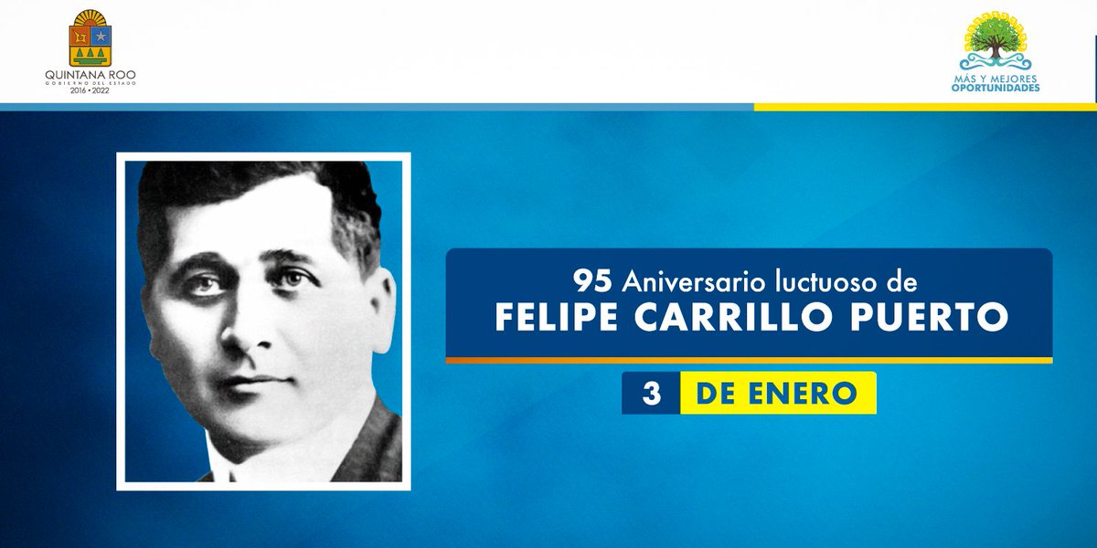 En su 95 aniversario luctuoso  recordamos a #FelipeCarrilloPuerto, gran luchador social que defendió los derechos de los mayas. Político, caudillo revolucionario y gobernador de #Yucatán de 1922 a 1924. <a href="/INMAYAQR/">INMAYAQROO</a>