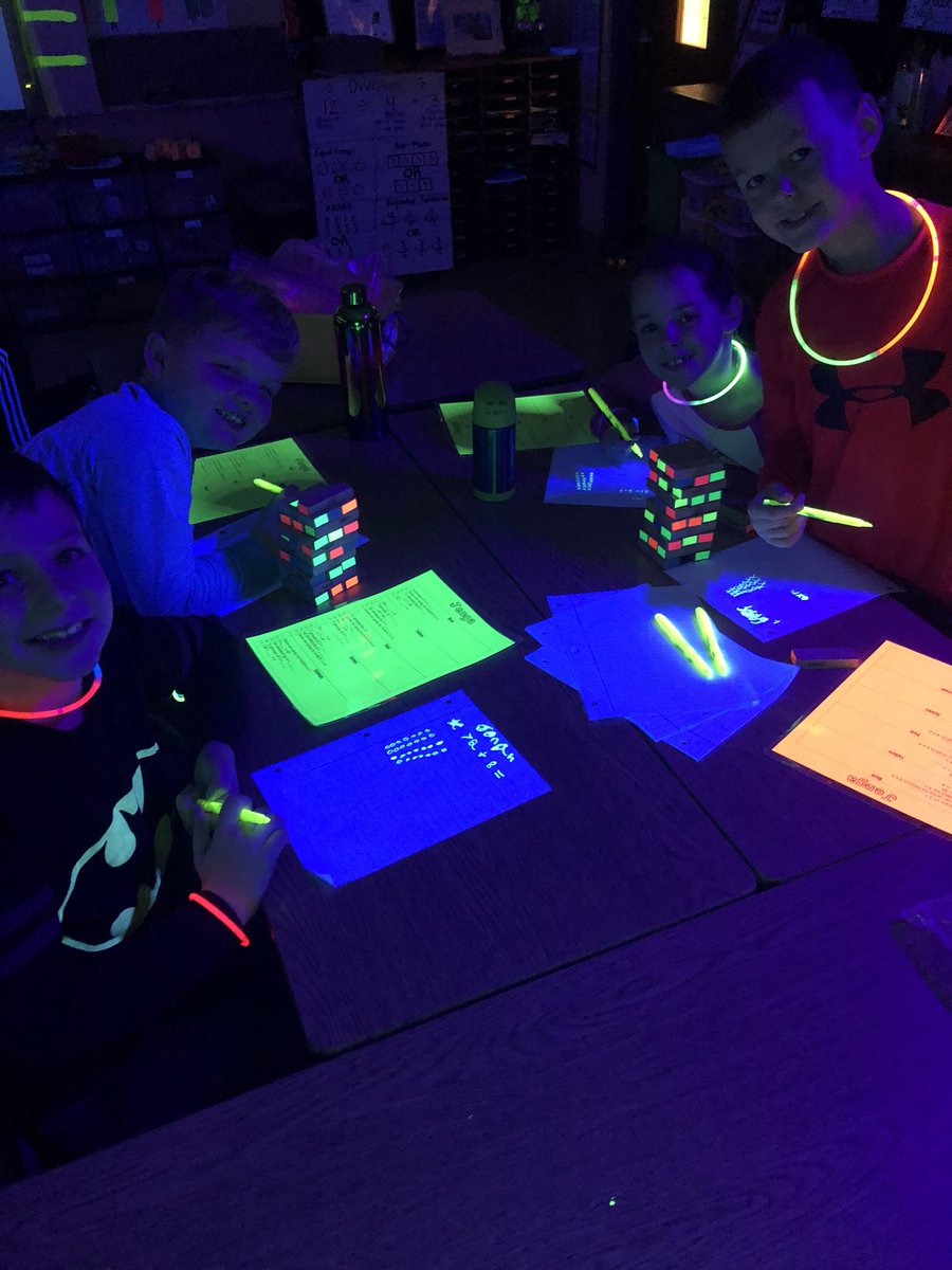 MrsEndicott3rd's tweet photo. GLOW MATH 2019! We are reviewing math skills while glowing BRIGHT! @mrscrum3rd @PinerPrincipal @PinerElemAP @TheKCSD https://t.co/boWKytcEgw