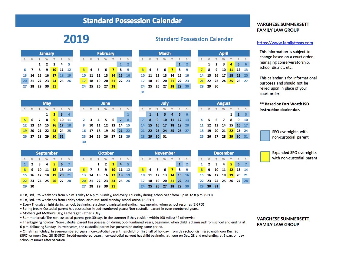 Texas Non Custodial Parent Calendar 2022 Printable Word Searches