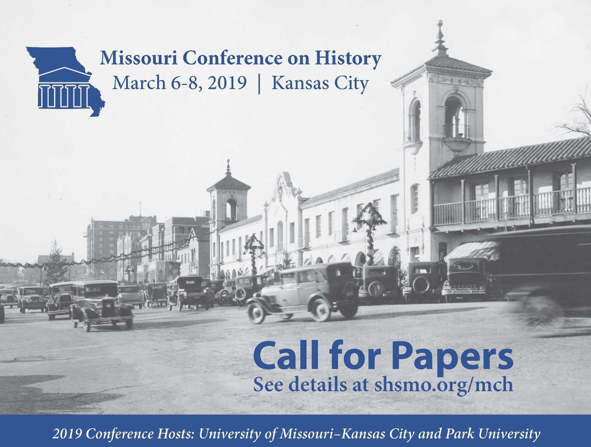 SHSofMo's tweet photo. Reminder! The Missouri Conference on History Call for Papers Closes Sunday! 

Help us spread the word to ensure that a wide variety of new research from all fields of history is a part of the 2019 program in Kansas City. Learn more at https://t.co/WN6aUgrys9. #mchkc19 https://t.co/FXv1j8lJAa