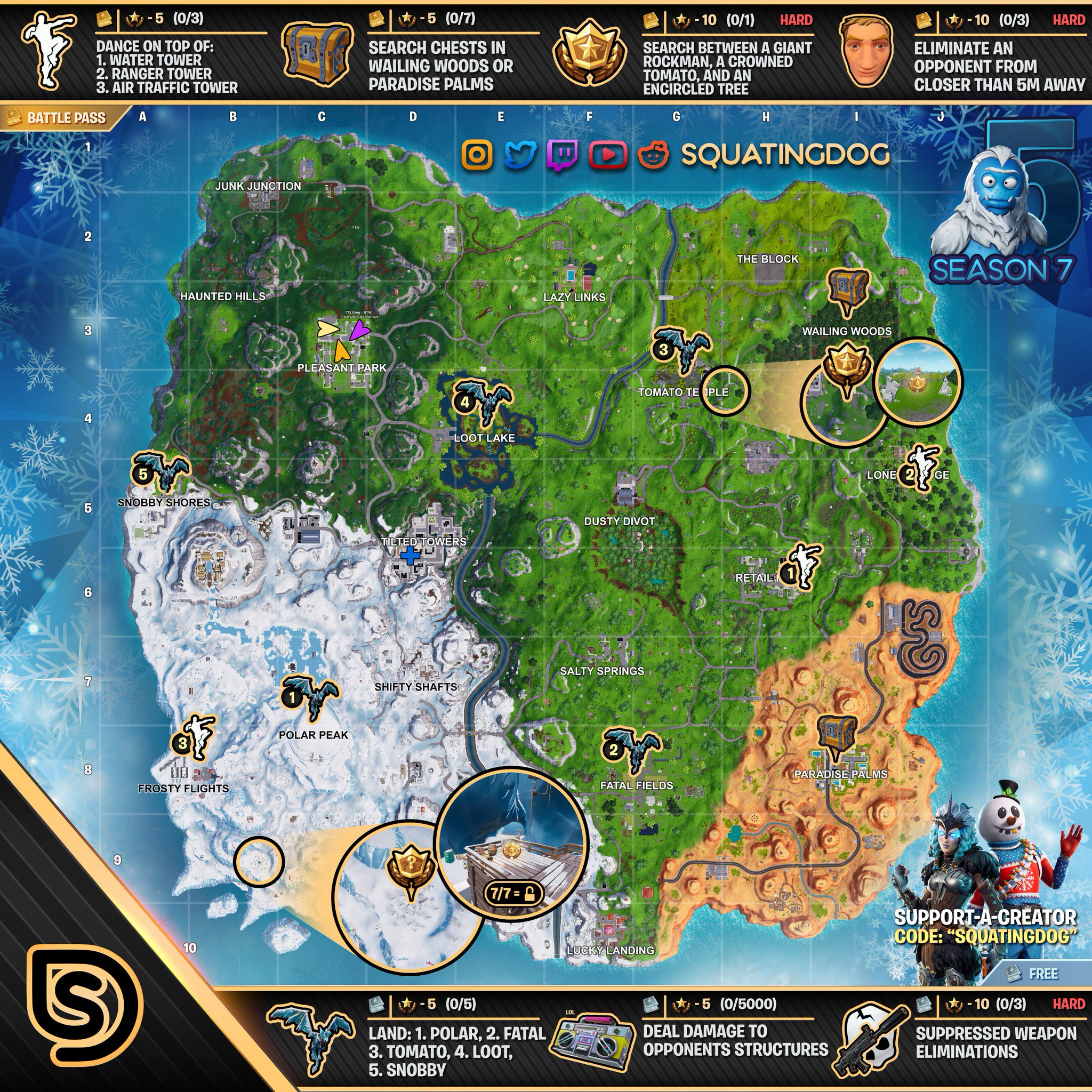 find our cheat sheet for week 5 here - fortnite week 4 challenges cheat sheet season 8
