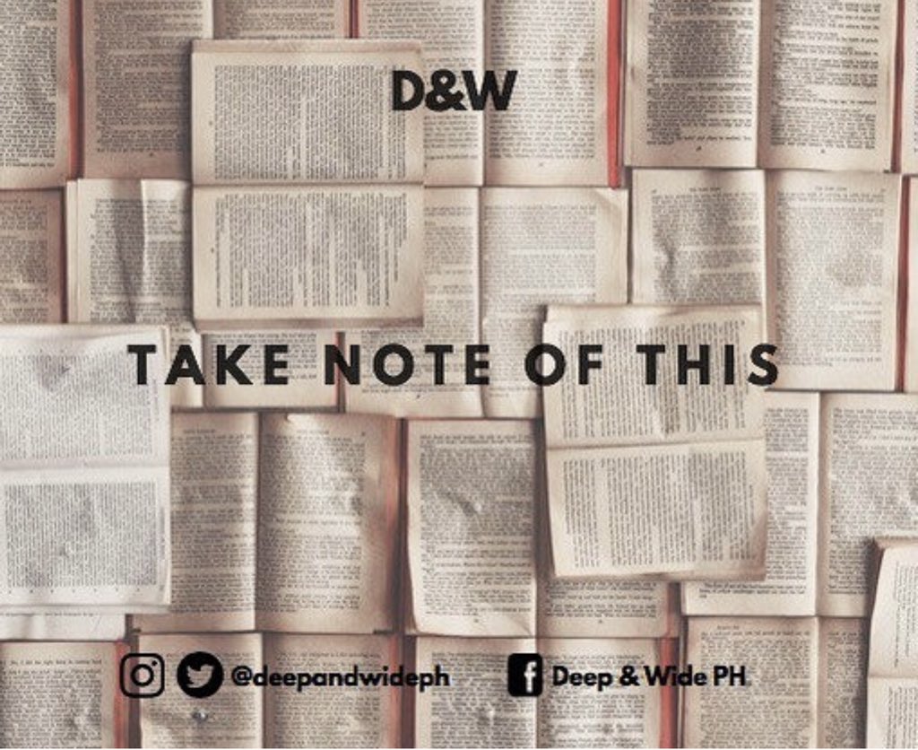 deepandwideph's tweet photo. We are opening a brand new series this week entitled “Take Note Of This”. This series will serve as a reminder of who God is and what He has done for us, and it will lead us to align our hearts to Him and live to magnify Him. #TakeNoteOfThis #DeepAndWide https://t.co/oBPXlm5Caz