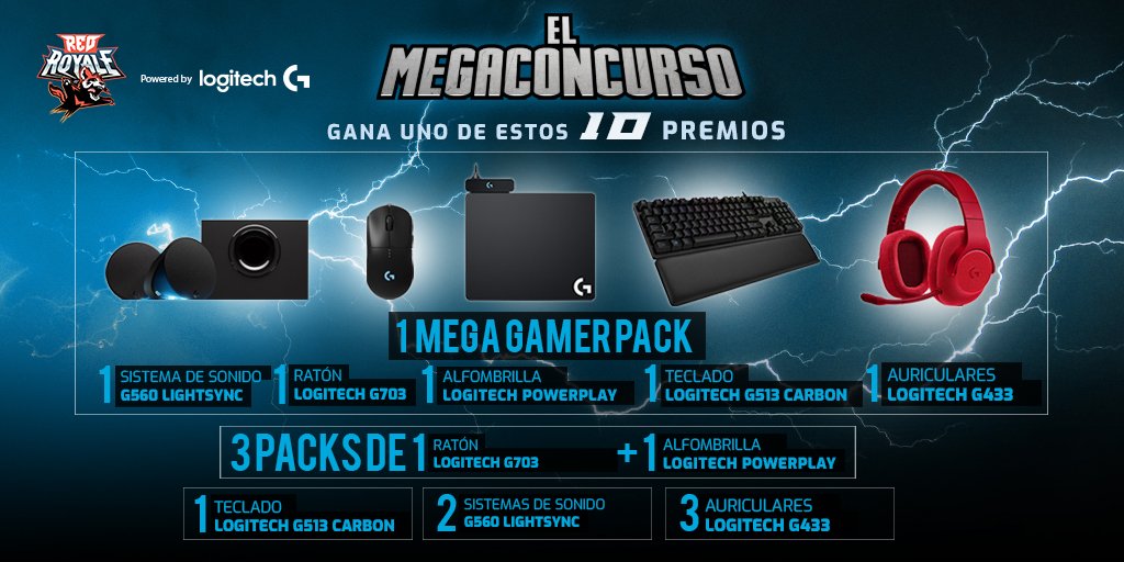redroyalestream's tweet image. ¡Tenemos nuevo y tremendo MEGACONCURSO en Red Royale! Sorteamos 1 MEGA GAMER PACK y 9 premios más gracias a Logitech. ¡Pinchad en el enlace para ver cómo participar! gleam.io/VF8BB/mega-con… (TIP: ¡dándole RT a este tweet tendréis más papeletas!)