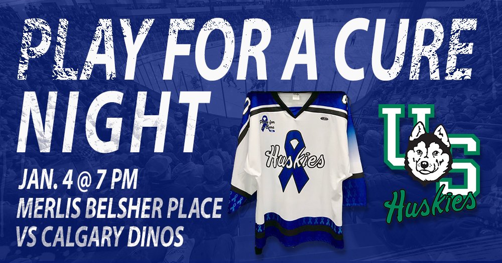 Join us for #PlayforaCure Night Jan. 4 as @HuskiesWHKY don special jerseys and take on the Calgary Dinos. Every jersey will be auctioned off with proceeds going to the <a href="/cancersociety/">Canadian Cancer Society</a> 🇨🇦

🎟 huskies.usask.ca/mbptickets
