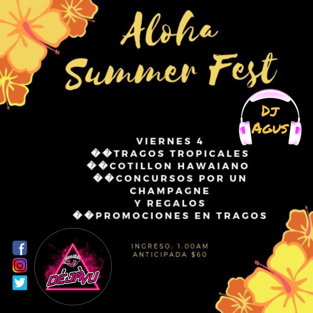 Dejavu_Dance's tweet photo. Recibimos el primer viernes del 2019 con una noche hawaiana super divertida
🍹Barra de tragos tropicales
🔫Pistolitas con vodka
🍈Melon con vodka
🍾Concursos durante la noche por champagne
ANTICIPADAS LIMITADAS! Con la mejor música de Dj Aguus 🎧🎶 https://t.co/nHyGDGajaR
