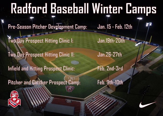 Start the New Year off right and join us for any of the great camps in our winter lineup! 

Sign up today at RadfordBaseballCamps.com