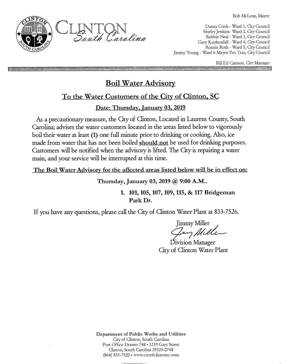 #CityofClinton #BoilWaterAdvisory