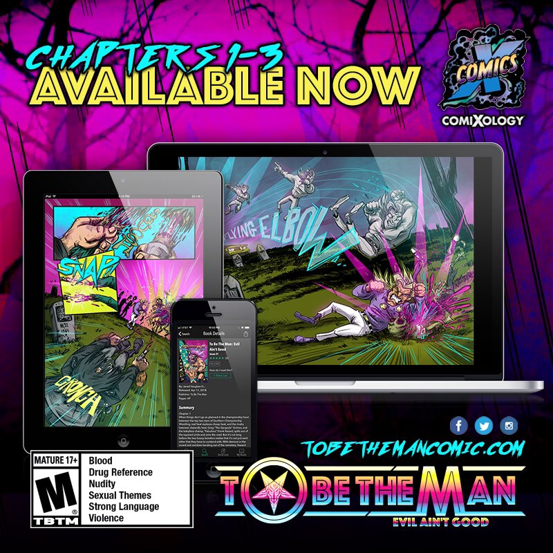 ToBetheManComic's tweet photo. Freak out, freak out, #digitalcomics fans! Oohhh yeeeahh! You can now get Chapters 1-3 of #ToBeTheMan: #EvilAintGood for the low, low price of only $2.99/ea at @comixology! Buy once and read anywhere on any device! Dig it! #comiXology #indiecomics #prowrestling #tobethemancomic https://t.co/wGRdLzhJbY