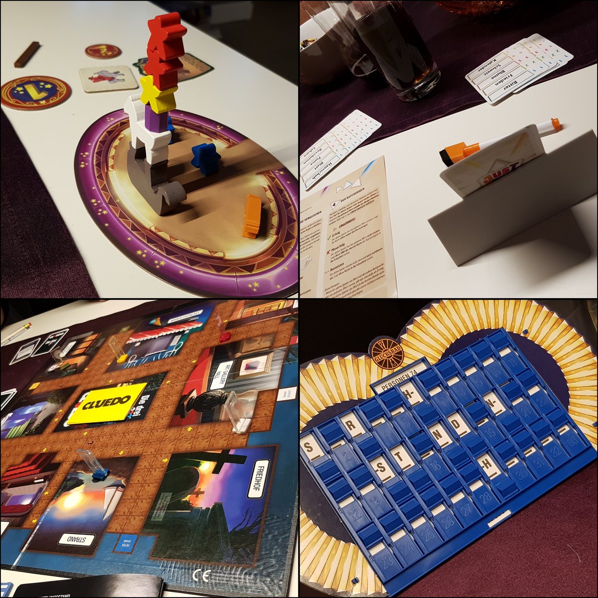 Brettspielpoet's tweet photo. Die einsame Mittagspause im Büro lässt mich an die verspielten Weihnachtstage zurück denken ☺ #meeplecircus #justone #cluedo #glücksrad #gizmos #discover #gravitrax #detectivestories #rollplayer #codenamesdisney #honga #sagsmirfilme https://t.co/Lff13Z7IGI