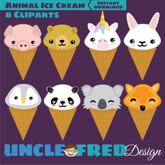 Kawaii Ice cream Clipart, ice cream clip art, kawaii clip art, cute ice  cream digital art, kawaii commercial use with Instant Download