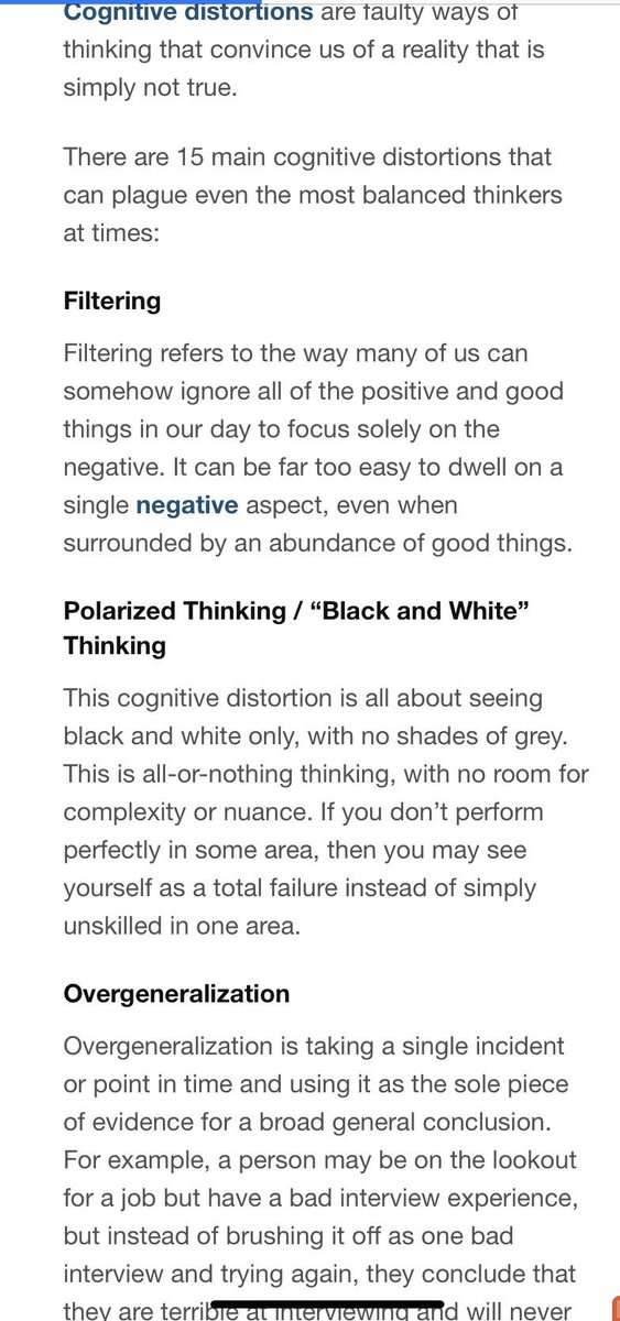 benjib66's tweet photo. I’ve been taught and have read on CBT and cognitive distortions on multiple occasions but each time I revisit the topic , I identify some negative thought patterns I’ve been having . See if you can identify sth about your thinking, no one is perfect. https://t.co/js65Drt1Hr