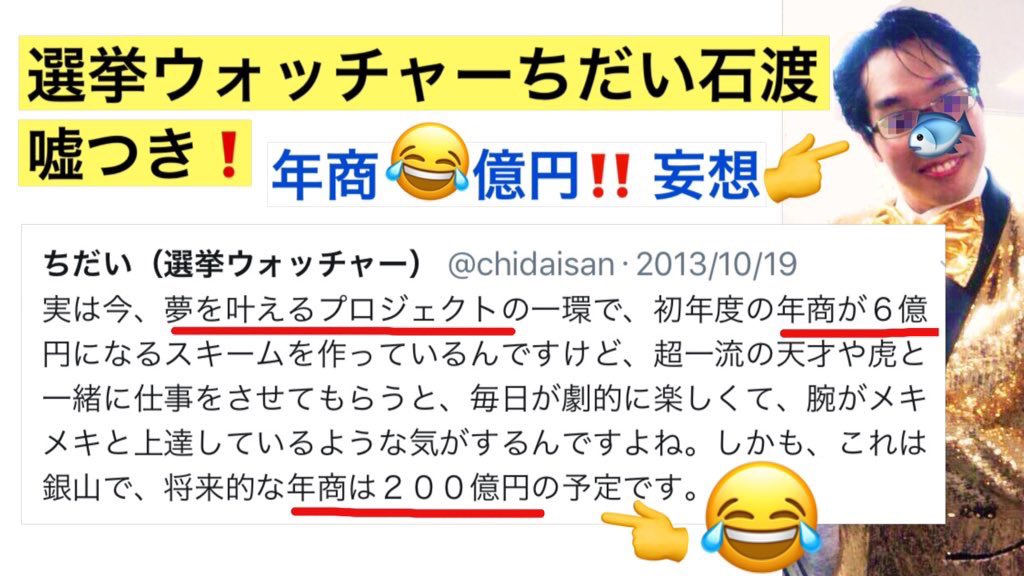 だいこくけいいち Nhk垢 嘘つき選挙ウォッチャーちだい 将来的な年商は 億円 失敗 夢を叶えるプロジェクト 世間知らずもええとこやわ いゃほんま 本気で稼げると思ってたらさらに笑えるでw 大笑い動画 選挙ウォッチャー 顔出しng