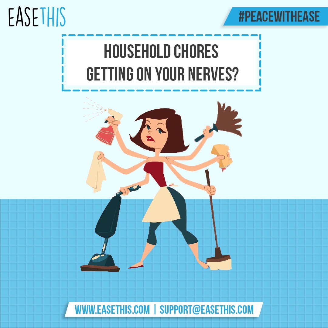 easethisIndia's tweet photo. Household chores getting on your nerves? Get a fix for all your household needs in a tap! #PeaceWithEase😉
Book our Deep Home Cleaning Services Today: https://t.co/TywncJv6Qa https://t.co/U4HeNqpNHm
