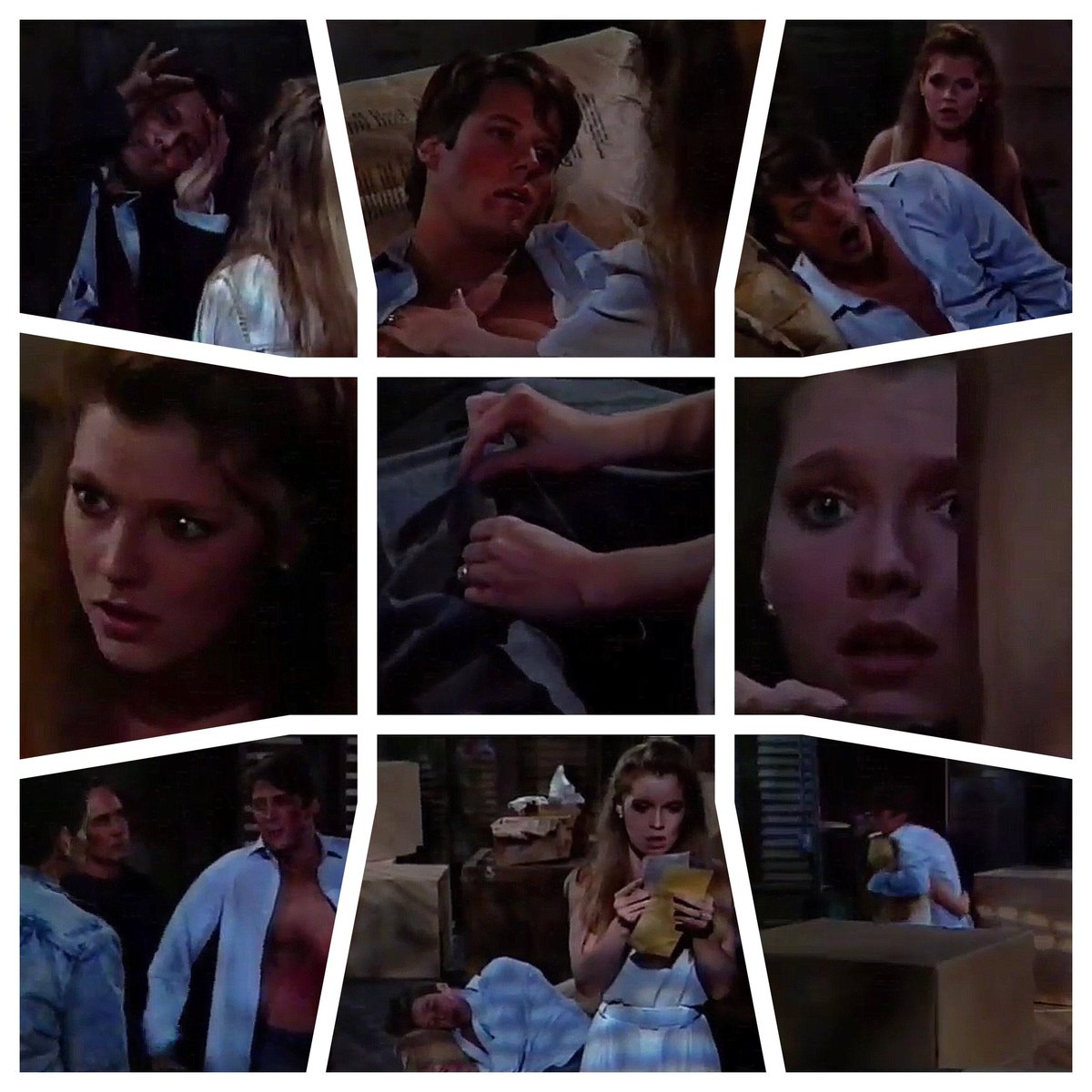 DeverauxDaily's tweet photo. "What is that?! (Part 2) Jennifer @missyreeves4 helps Jack @matthew_ashford into the warehouse. She tends to his wounds. She finds the pocket with the diary pages and reads them. #JackIsBack #31daysofjackcountdown #JnJ #Days #jackisintrouble #jenniferhelpsjack #diarypages https://t.co/ab014eeC9W