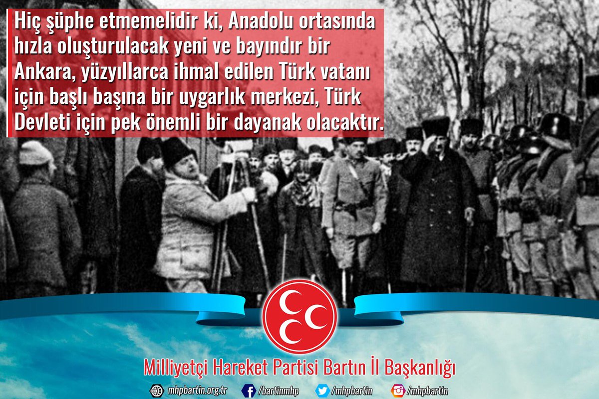 mhpbartin's tweet photo. Gazi Mustafa Kemal Atatürk ve kahraman silah arkadaşlarını rahmet ve saygıyla anıyor, Ulu Önderimiz'in Ankara’ya gelişinin 99. Yıldönümünü gururla kutluyoruz. #Bartın #MHPBartınİlBaşkanlığı #Atatürk'ünAnkara'yaGelişi https://t.co/iXY1mc9539