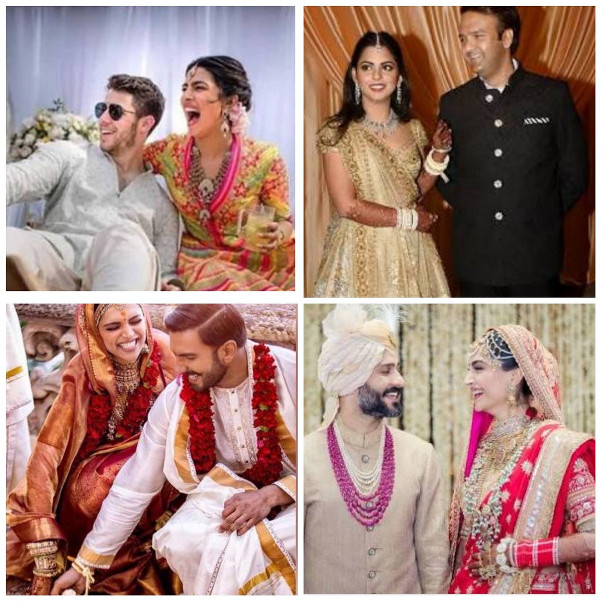 GlamourSaga's tweet photo. 2018 witnessed some of the top Bollywood stars and Business tycoons shining even more off screen than on screen when they decided to tie the knot with partners. It would be apt to say that the year belonged to Big fat Indian weddings that kept us hooked to our cellphones. https://t.co/QmiCg6VsdM