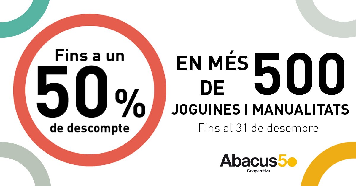abacus_botigues's tweet photo. Enguany, els Reis d'Orient ho tenen molt fàcil per aconseguir els seus regals! 🎁 Als @AbacusCoop de Catalunya i a https://t.co/E8mtYF4boz trobaran més de 500 #joguinesambvalors amb fins a un 50% de descompte! 🐫🐫🐫 Només fins al #31Des! 👉 https://t.co/2Tc5RyLUhQ

#somelquefem https://t.co/4LEoekyjdd