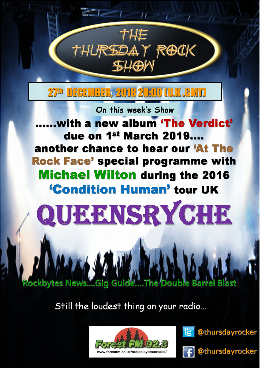 thursdayrocker's tweet photo. Just announced ! This week's @thursdayrocker is a bit special... #AtTheRockFace with @queensryche @MikeoftheRyche today 20.00 (UK) stream https://t.co/sODXOOxPlU #ConditionHuman #TheVerdict out 01/03/2019 https://t.co/NTMyqVcvMV