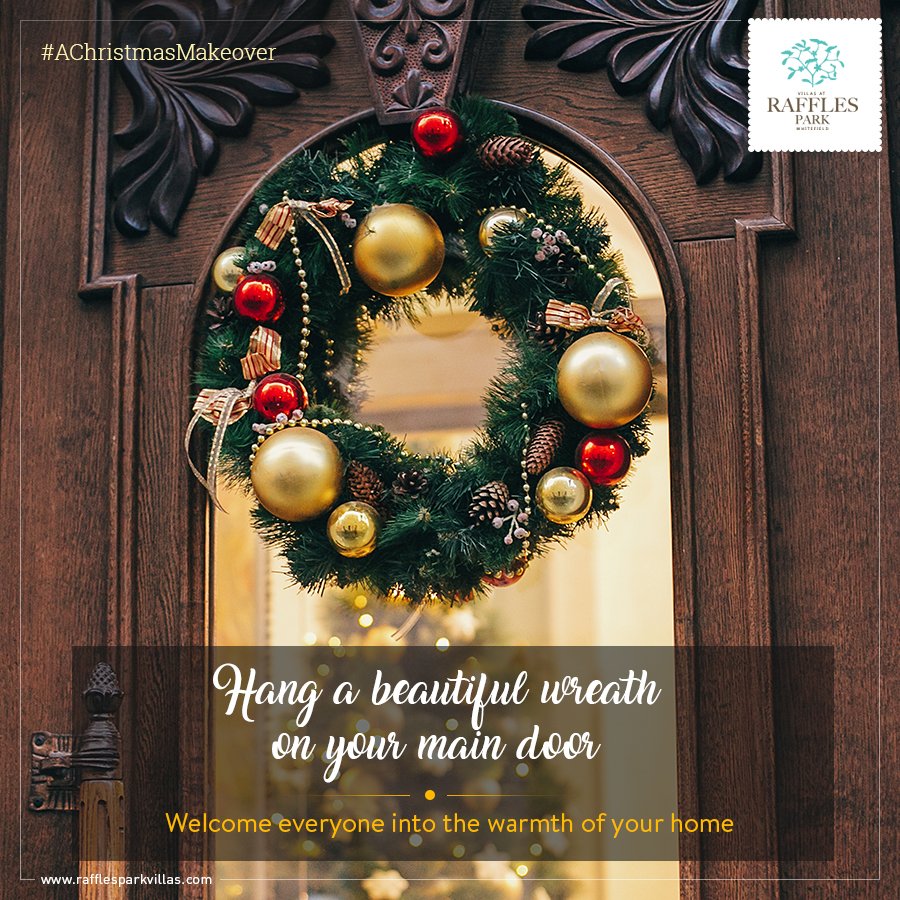 RafflesPark's tweet photo. Let your beautiful Christmas wreath, full of mistletoe and shiny Christmas ornaments welcome you home for the rest of this Christmas month. 
Share your favourite Christmas memory below. 
#AChristmasMakeover #Christmas2018 #MerryChristmas #Xmas2018 https://t.co/9sZ3OuLAfo
