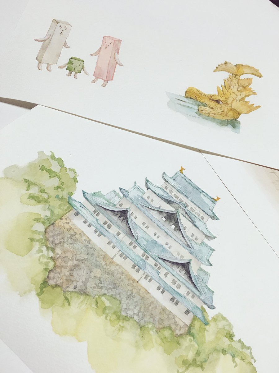 青柳総本家さまの商品をはじめ、名古屋城や金鯱など地元名古屋のシンボルを沢山描かせていただきました✨ 