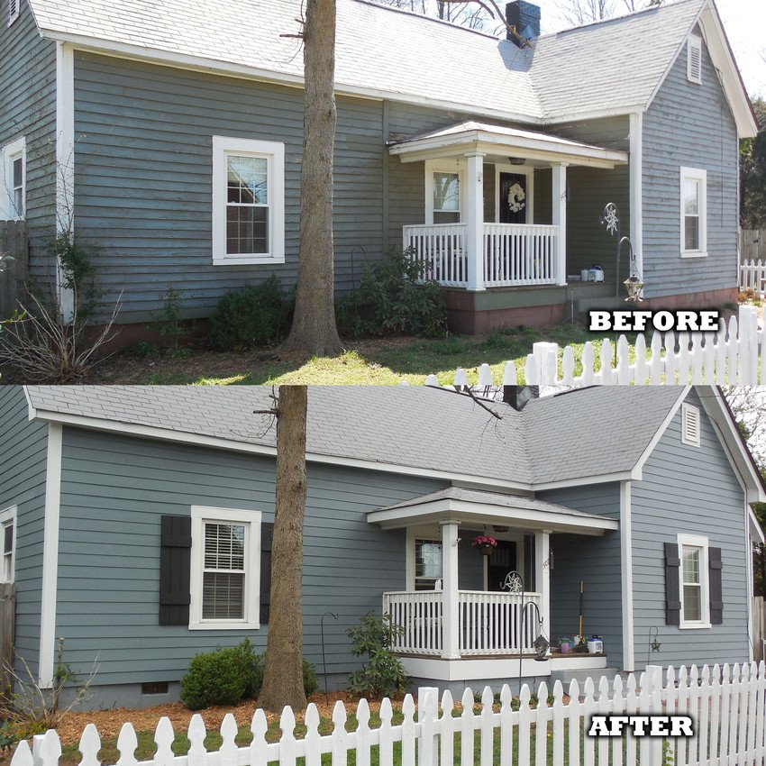 JamesHardie's tweet photo. Out with the rotted wood siding and in with the James Hardie® siding and trim. This home features HardiePlank® Lap Siding in #EveningBlue and HardieTrim® Boards in #ArcticWhite. See more before and afters here: https://t.co/vojqwZCfmX
#ColorPlus #Exteriors #Home #JamesHardie https://t.co/0B2mFBrWfs