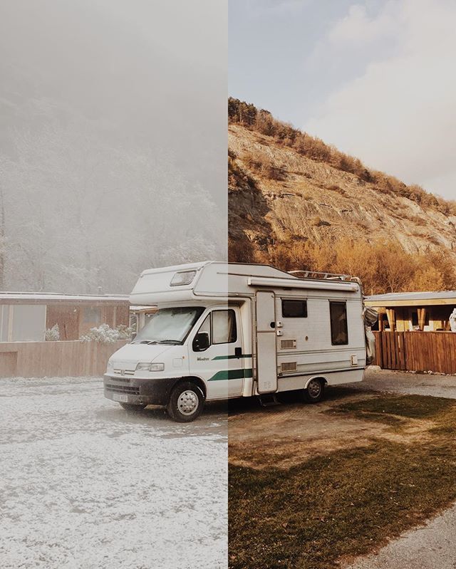 MarcWBass's tweet image. We had nice sunny weather, went to bed and awoke to fallen snow! Less than 24 hours separates each half of this image. #vanlife #halfhalf #splitimage #snow bit.ly/2RgSKT7