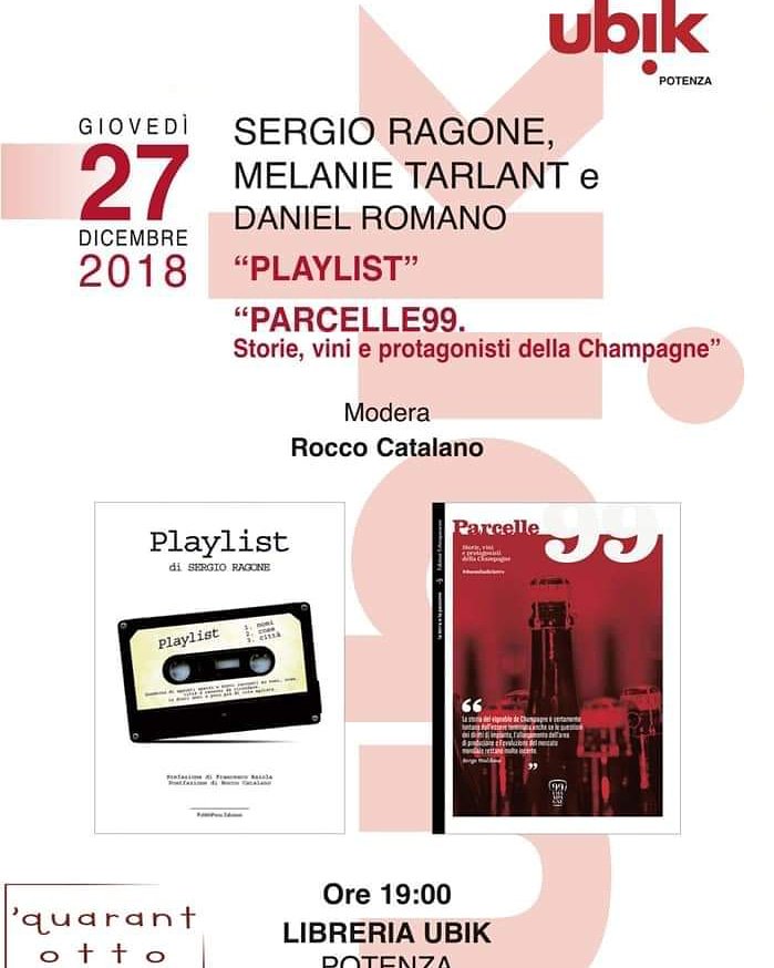 Ci vediamo stasera da Ubik Potenza per una serata a base di racconti sullo #Champagne, sulla musica, sulla vita. Non abbiamo la formula per smaltire quella fetta di panettone in più gustata a Natale ma saremo frizzanti come un buon Alka Seltzer. O forse un ottimo champagne...