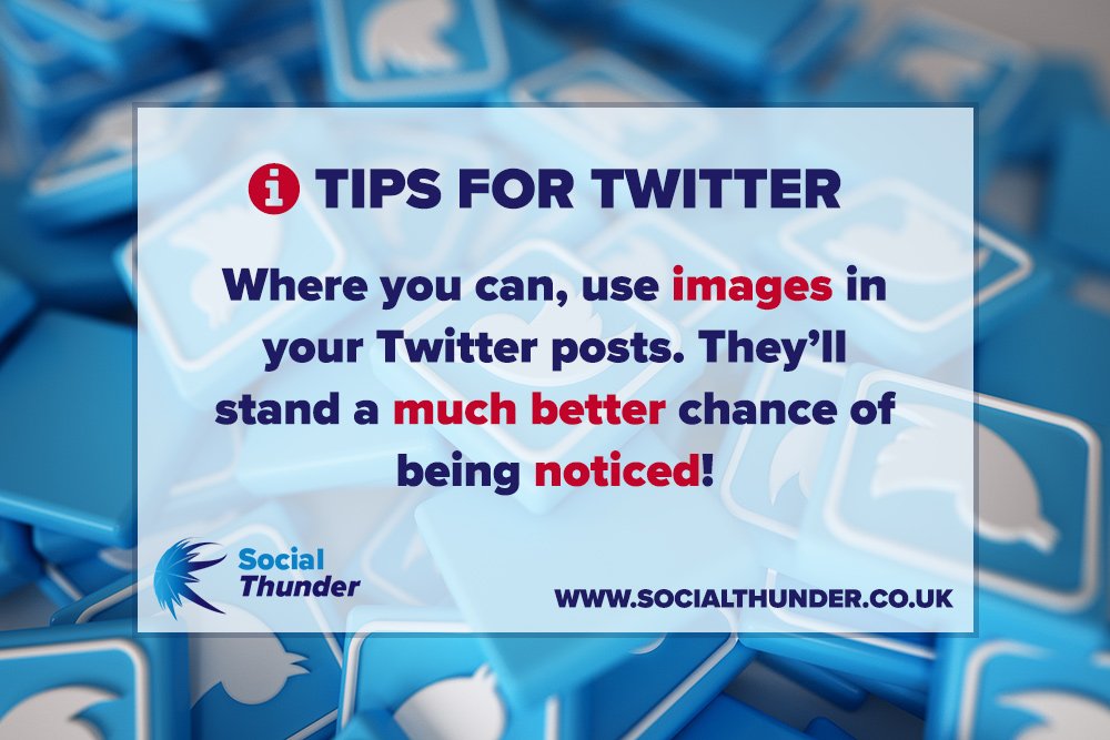Tweets with images are 34% more likely to get retweeted that tweets with no images. If you don't have the time/expertise, get in touch. Maybe we can help 😀

socialthunder.co.uk