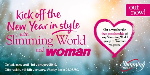 SlimmingWorld's tweet image. There's a warm and friendly #SlimmingWorld group ready to welcome you this #NewYear. From today you'll find a free membership voucher in @WOMAN, so why not take those first steps to a slimmer You.