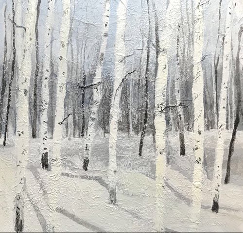 Gallery open today. There may not be snow outside but we have it in this beautifully restful@painting by @MoffatSandra moymackaygallery.com