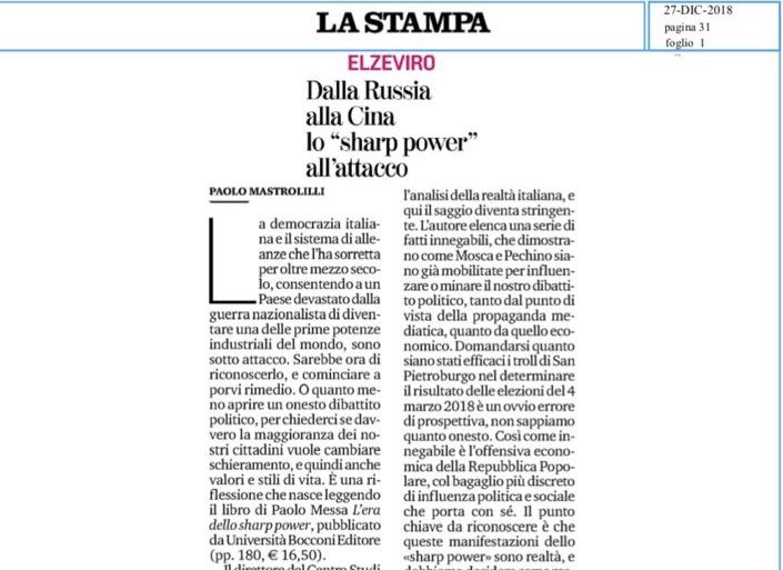 Andrea Picardi (@andreapicardi) on Twitter photo "Chi vuole cambiare la collocazione geopolitica, strategica e culturale dell'Italia dovrebbe avere l'onestà di ammetterlo, chiarire i propri obiettivi e sottoporli alla scelta democratica dei cittadini ". La recensione di <a href="/PMastrolilli/">Paolo Mastrolilli</a> a "L'era dello sharp power" di <a href="/PaoloMessa/">Paolo Messa</a> "Chi vuole cambiare la collocazione geopolitica, strategica e culturale dell'Italia dovrebbe avere l'onestà di ammetterlo, chiarire i propri obiettivi e sottoporli alla scelta democratica dei cittadini ". La recensione di <a href="/PMastrolilli/">Paolo Mastrolilli</a> a "L'era dello sharp power" di <a href="/PaoloMessa/">Paolo Messa</a>