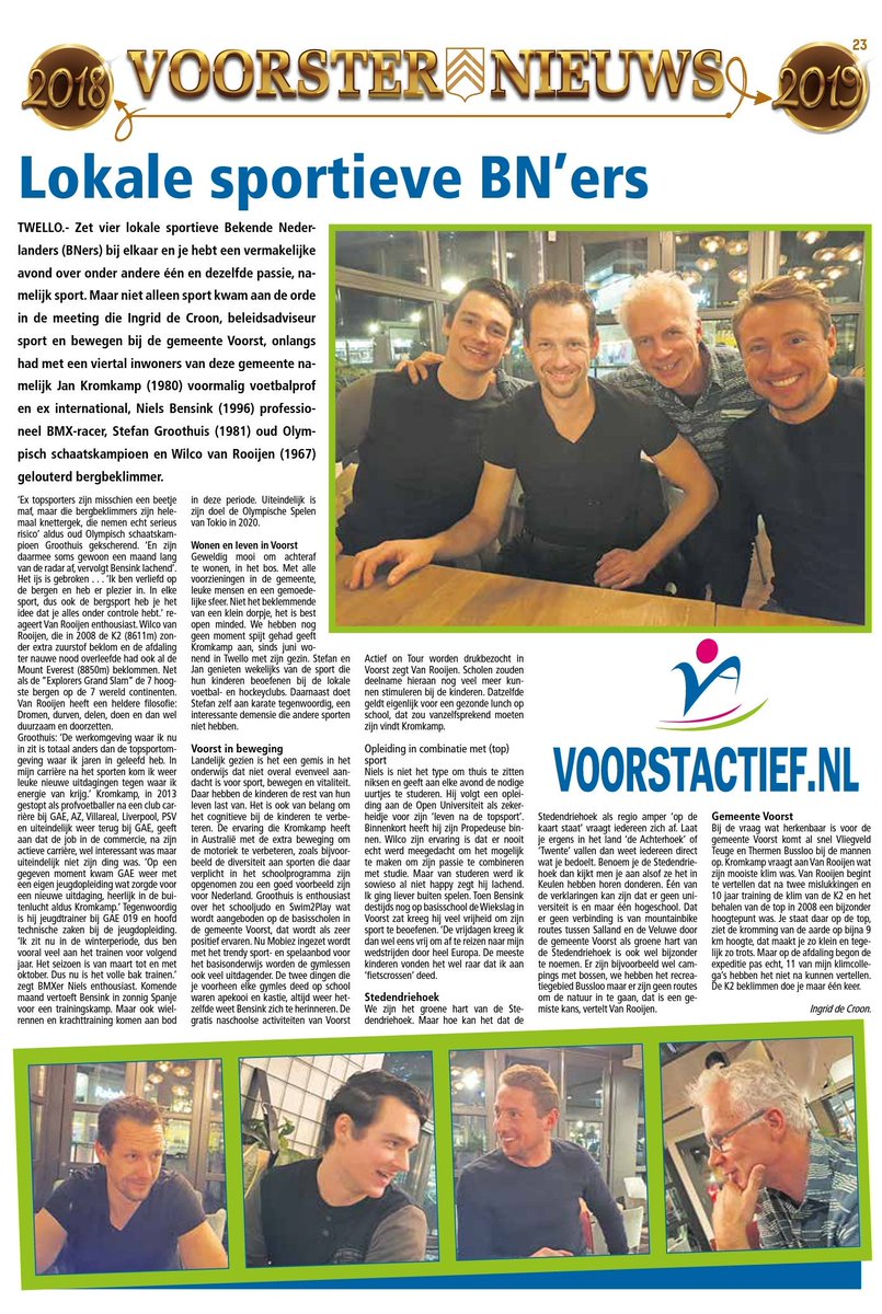 Vandaag in de eindejaarseditie vd lokale krant een artikel nav mijn meeting met <a href="/gemeente_Voorst/">Gemeente Voorst</a> locals <a href="/Jan_Kromkamp/">Jan Kromkamp</a>, <a href="/NielsBensink/">Niels Bensink</a>, <a href="/stefangroothuis/">Stefan Groothuis</a> en <a href="/wilcovanrooijen/">Wilco van Rooijen</a>
#sport #bewegen #onderwijs #gezondheid #VoorstInBeweging