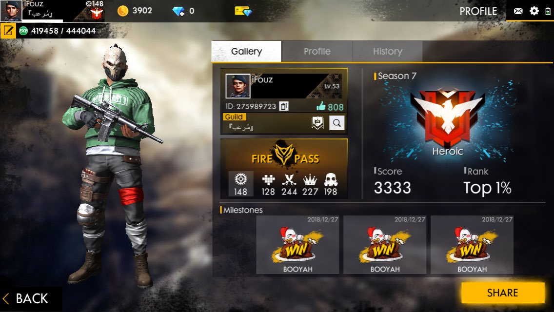 iFouz2's tweet photo. #FreeFire #Free_Fire #فري_فاير special numbers 😎 3333 next one will be 4444 https://t.co/2jiNT6yXdg