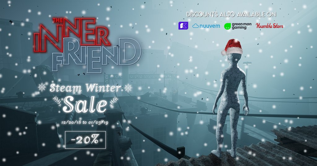 playmind's tweet photo. 🎄WINTER (sale) IS LIVE ! -20% on #TheInnerFriend Dec 20th - Jan 3rd, don't miss it !
https://t.co/6ZnldodDlK
#indie #UnrealEngine #videogame #gaming #indiestudio #psyhorror #gamersunite #UE4 #pcgaming #upnorthindies #horrorgame #adventuregame #holidays #wintersale #discount https://t.co/4rQHx8v6mS