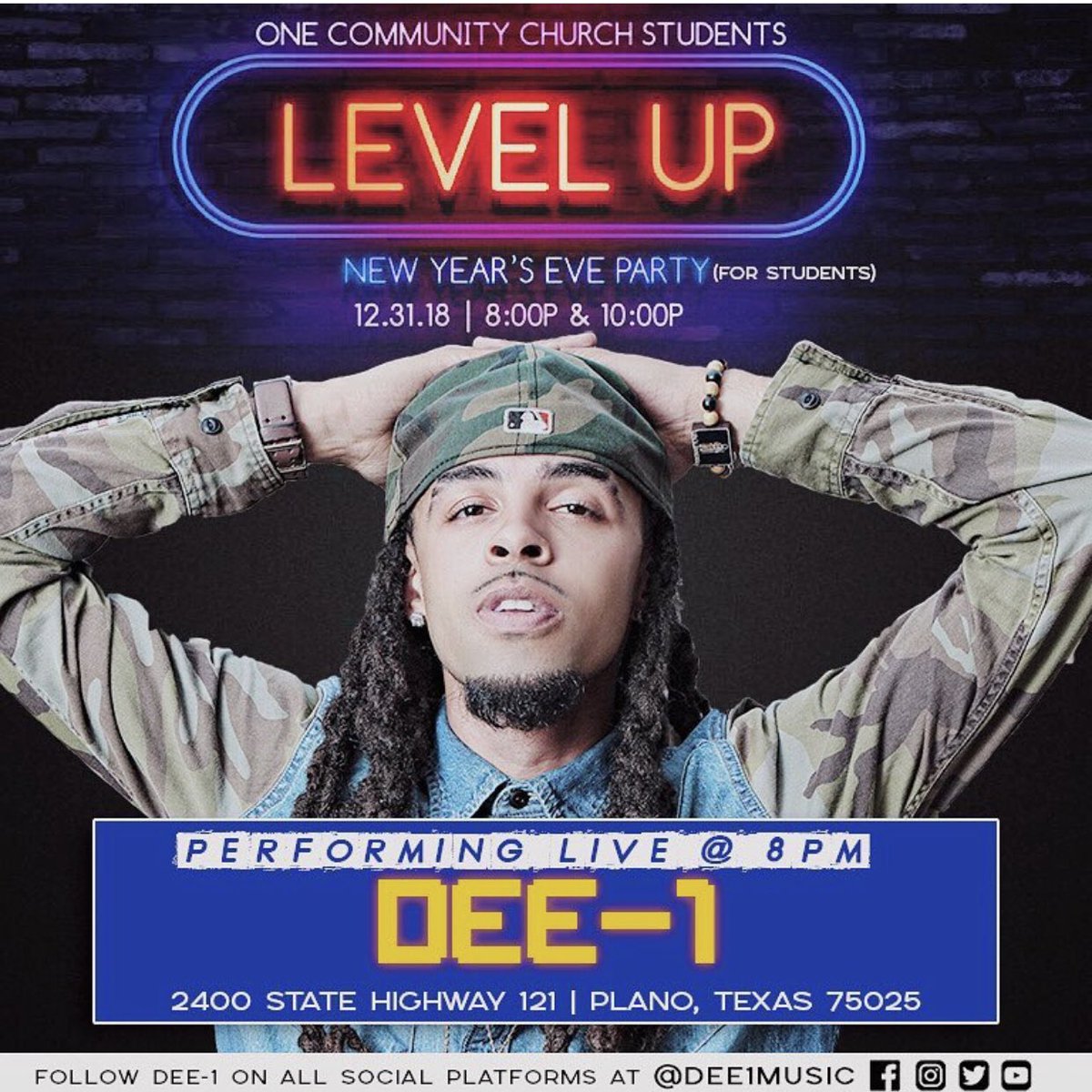 dee1MVP's tweet photo. ๐ฃ Dallas/Plano, Texas! @dee1music will be in your area! Start the New Year being Real, Righteous & Relevant! ๐
.
๐จ By @brokenpyrvmids
.
#dee1 #dee1music #dee1missionvision #motivation #levelup #onecommunitychurch #newyearseve #plano #liveconcerts #dallas #texas #rap #hiphop https://t.co/kOsYZOTLUg