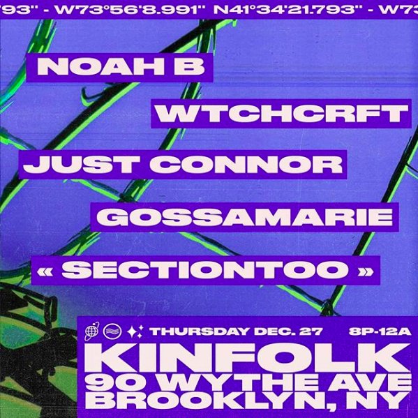 kinfolklife's tweet photo. Tonight at #Kinfolk90
@THISISNOAHB
#Wtchcrft
@justconnor
@gossamarie
@sectiontoo
8pm
90 Wythe Ave
#kinfolklife https://t.co/hXZ9nYRUUH