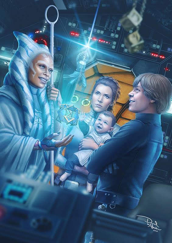 Ahsoka filling in the children of Anakin on who their father was.