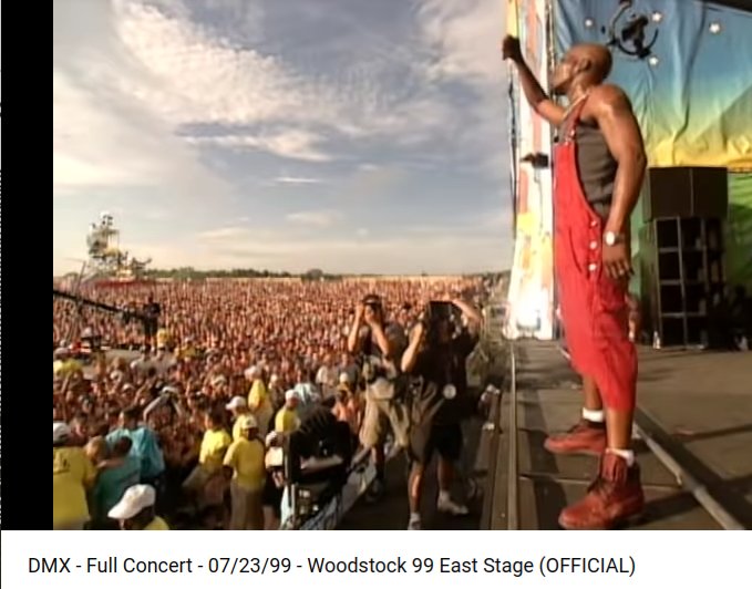 dmx has controlled this crowd like nobody else. every person knows every word. and still he asks where his dawgs are at. DMX, theres like 200,000 of them hanging on your every word. i think you know that.